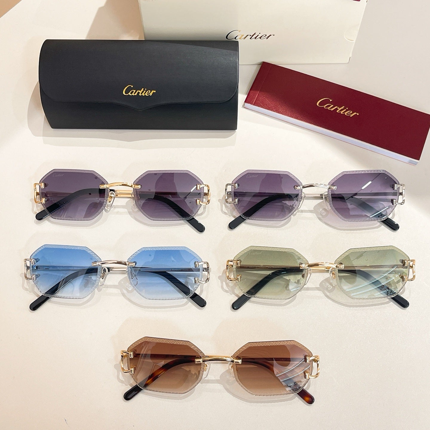 C DE RIMLESS GEOMETRIC FRAME SUNGLASSES CT0092O IN METAL
