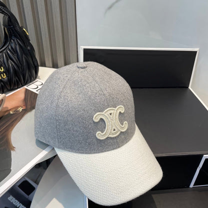 BASEBALL CAP MODEL 652410 IN WHITE AND GRAY FELTED FABRIC