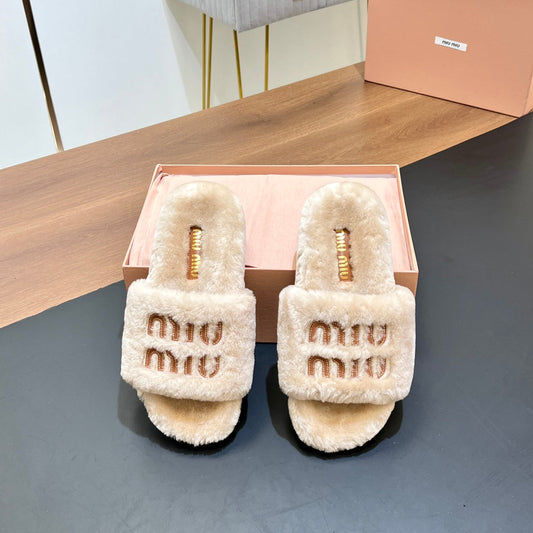 FUR SLIPPER BEIGE