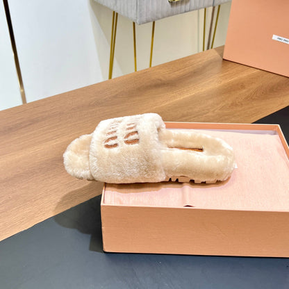 FUR SLIPPER BEIGE