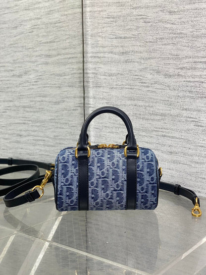GROOVE MINI 17 BAG IN DENIM BLUE OBLIQUE MONOGRAM JACQUARD