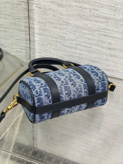GROOVE MINI 17 BAG IN DENIM BLUE OBLIQUE MONOGRAM JACQUARD