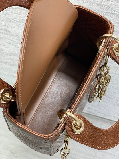 MINI 17 LADY BAG IN PEACAN BROWN METALLIC LAMBSKIN