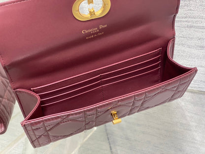 MISS CARO TOP HANDLE POUCH 24 IN TERRACOTTA RED MACROCANNAGE LAMBSKIN