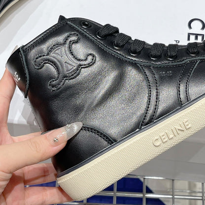 MID LOW LACE-UP ALAN SNEAKERS WITH TRIOMPHE PATCH IN CALFSKIN BLACK