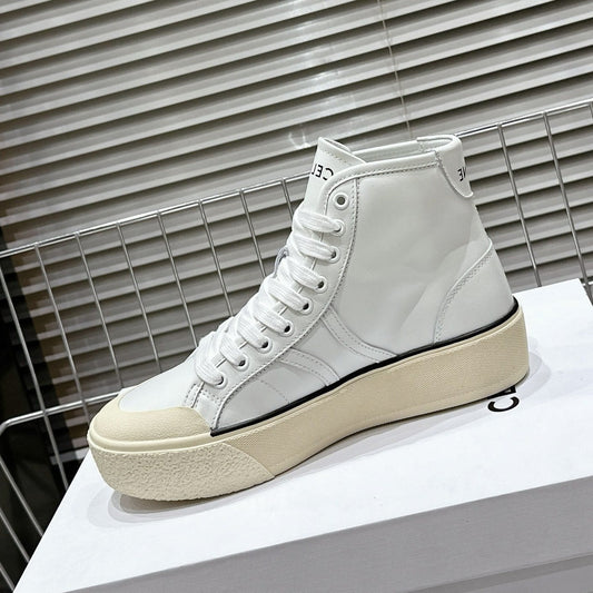 MID LOW LACE-UP ALAN SNEAKERS WITH TRIOMPHE PATCH IN CALFSKIN OPTIC WHITE