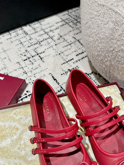 MARY JANE FLAT IN CRIMSON RED CALFSKIN