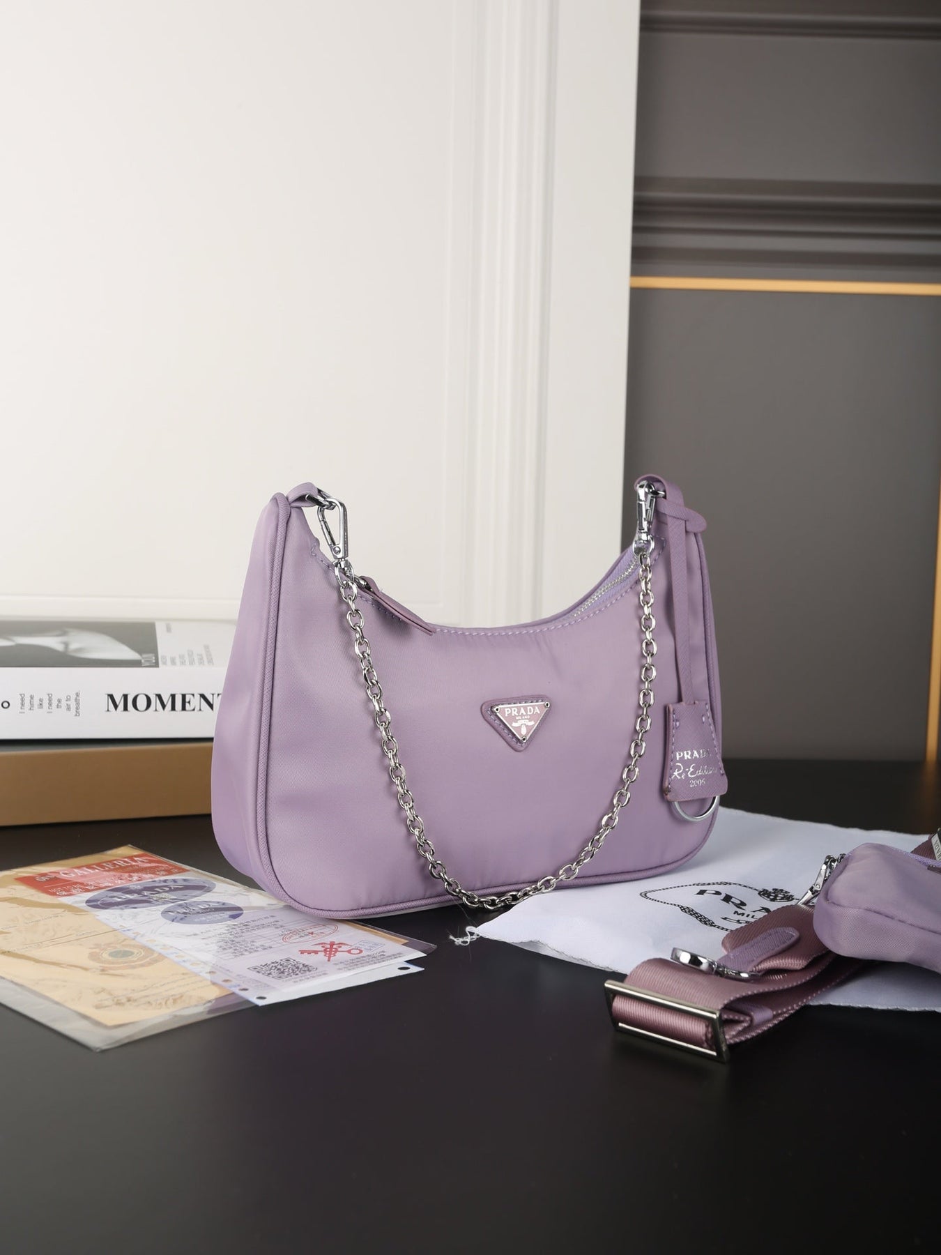 HOBO RE-EDITION BAG 25 IN VENUS PURPLE RE-NYLON SILVER HARDWARE