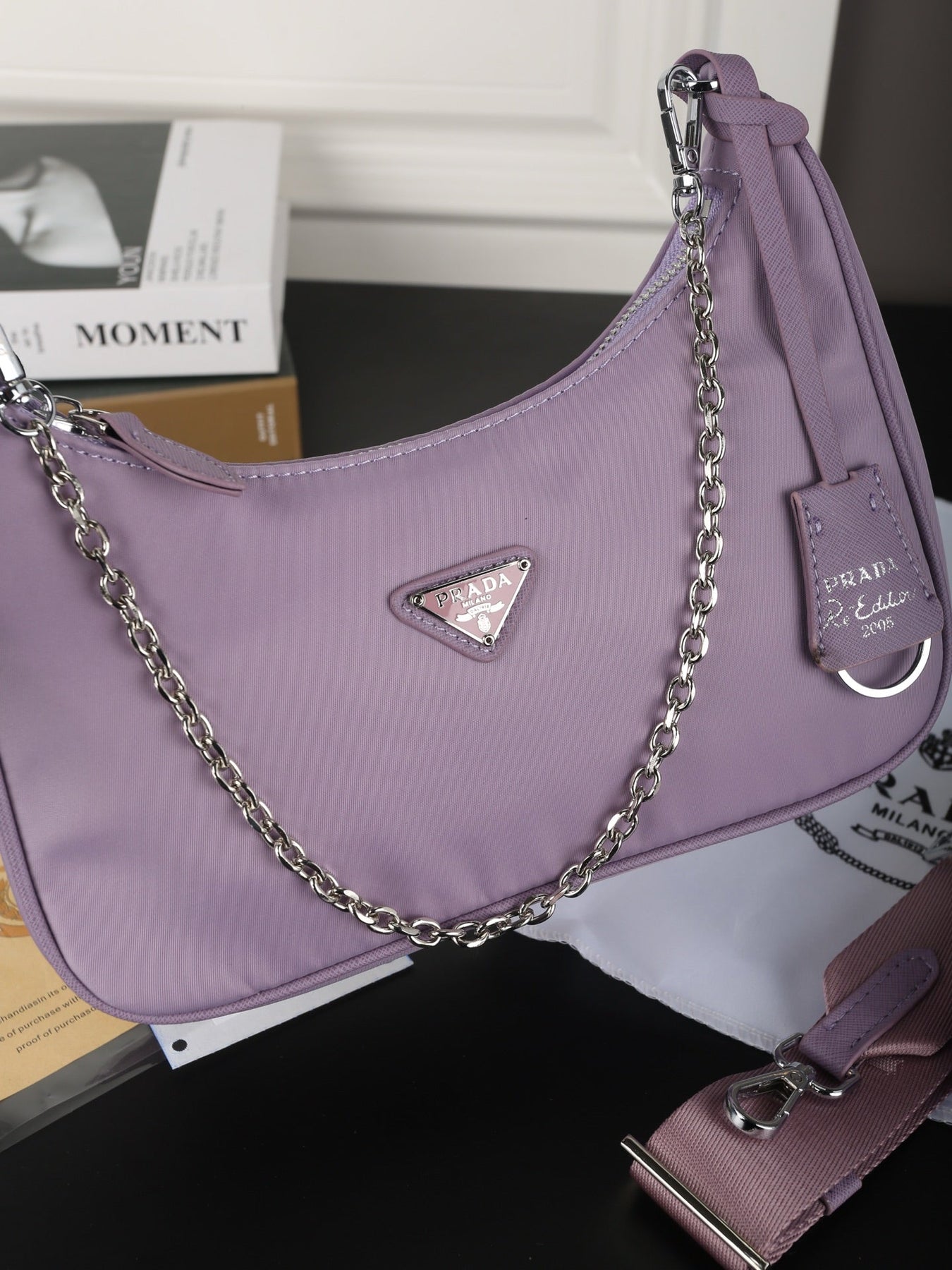 HOBO RE-EDITION BAG 25 IN VENUS PURPLE RE-NYLON SILVER HARDWARE