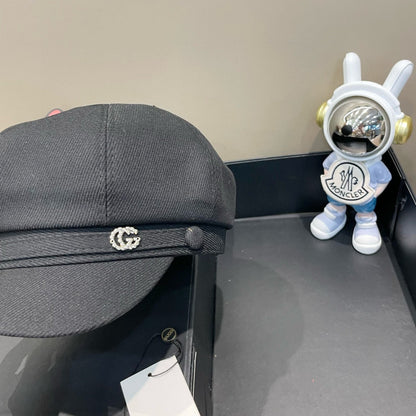 BAKER BOY CAP IN BLACK FABRIC 400796