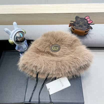 BUCKET HAT IN CAMEL BEIGE FOX FUR 404751