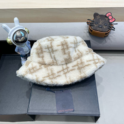 BUCKET HAT IN WHITE MIX BEIGE FLEECE 404740