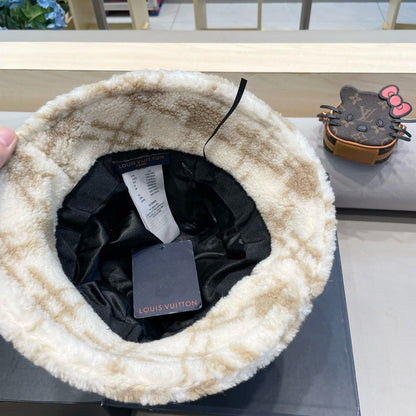 BUCKET HAT IN WHITE MIX BEIGE FLEECE 404740