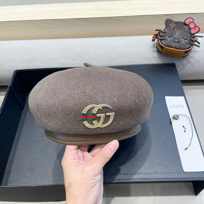 BERET HAT IN WENGE BROWN WOOL 406888