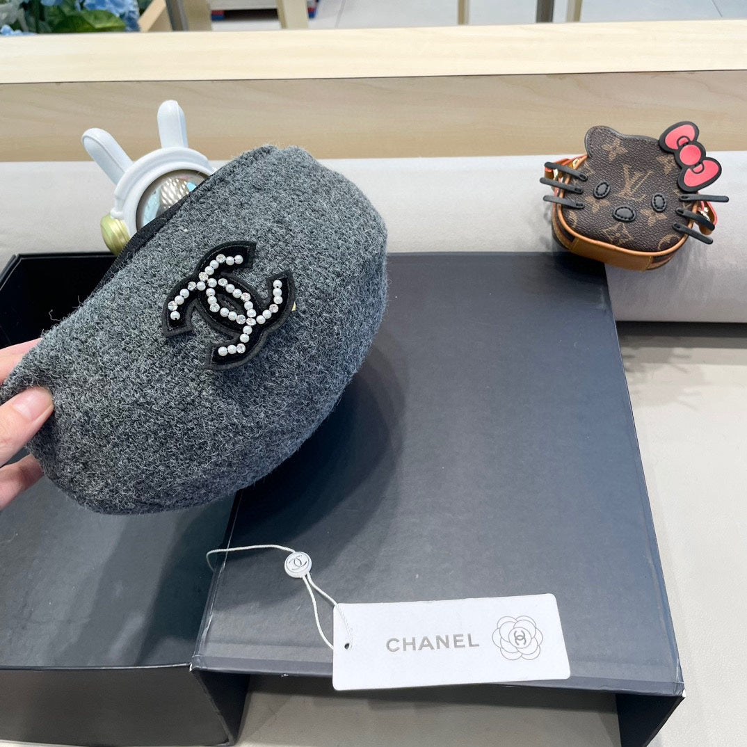 BERET HAT IN RHINO GRAY COTTON AND LINEN 417831