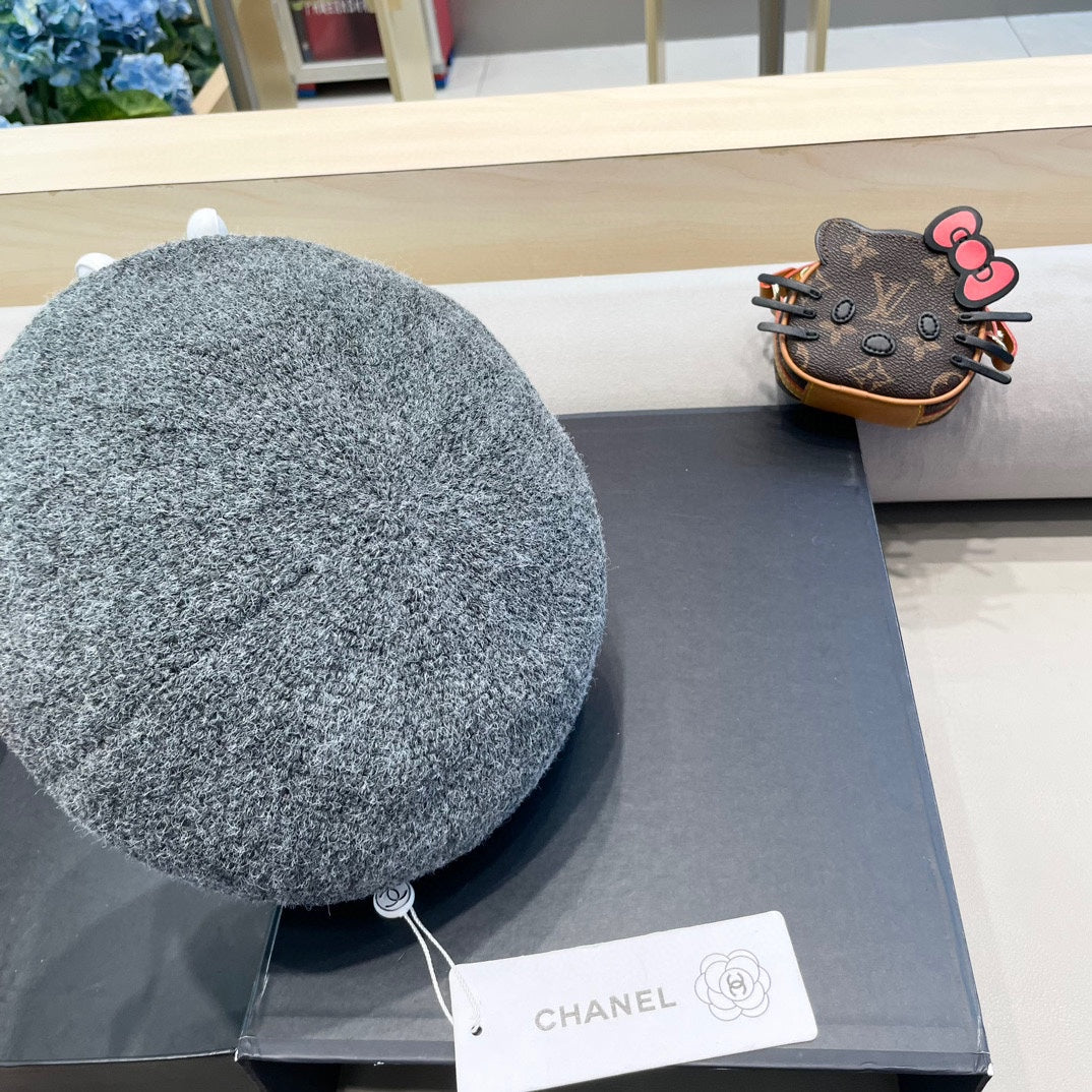 BERET HAT IN RHINO GRAY COTTON AND LINEN 417831