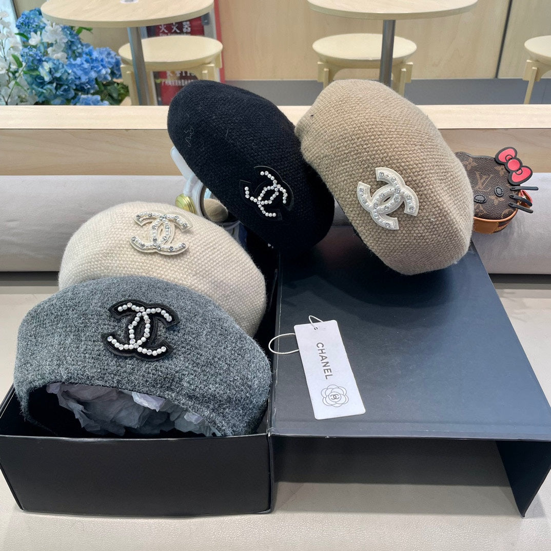 BERET HAT IN BLACK COTTON AND LINEN 417833