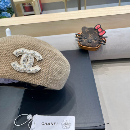 BERET HAT IN ECRU TAN COTTON AND LINEN 417834