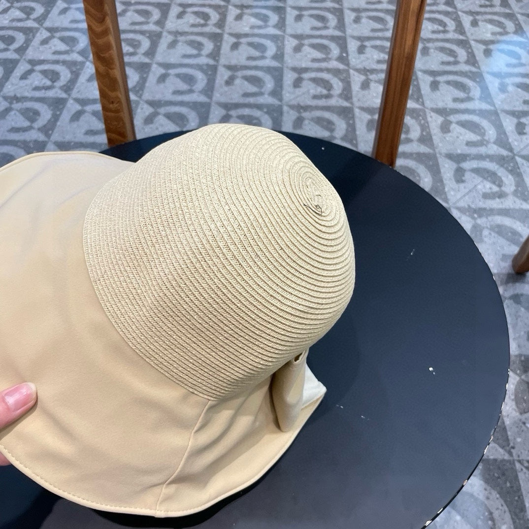 BOW BUCKET HAT IN EGG NOG BEIGE RAFFIA 426170