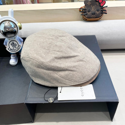 BERET RETRO HAT IN KHAKI BROWN CASHMERE 431369