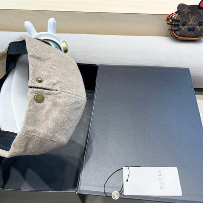 BERET RETRO HAT IN KHAKI BROWN CASHMERE 431369