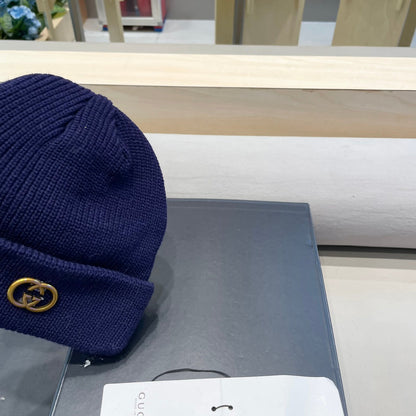 BEANIE HAT IN NAVY BLUE WOOL 433462