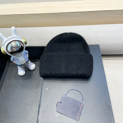 BEANIE HAT IN BLACK WOOL AND RABBIT FUR 433473