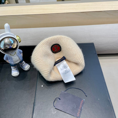 BEANIE HAT IN BEIGE WOOL AND RABBIT FUR 433474