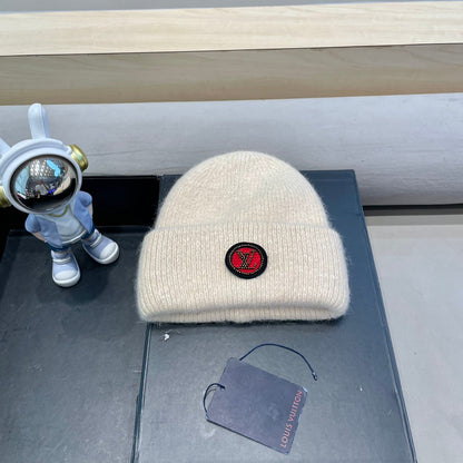 BEANIE HAT IN BEIGE WOOL AND RABBIT FUR 433474