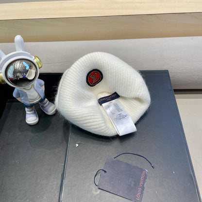 BEANIE HAT IN WHITE WOOL AND RABBIT FUR 433475