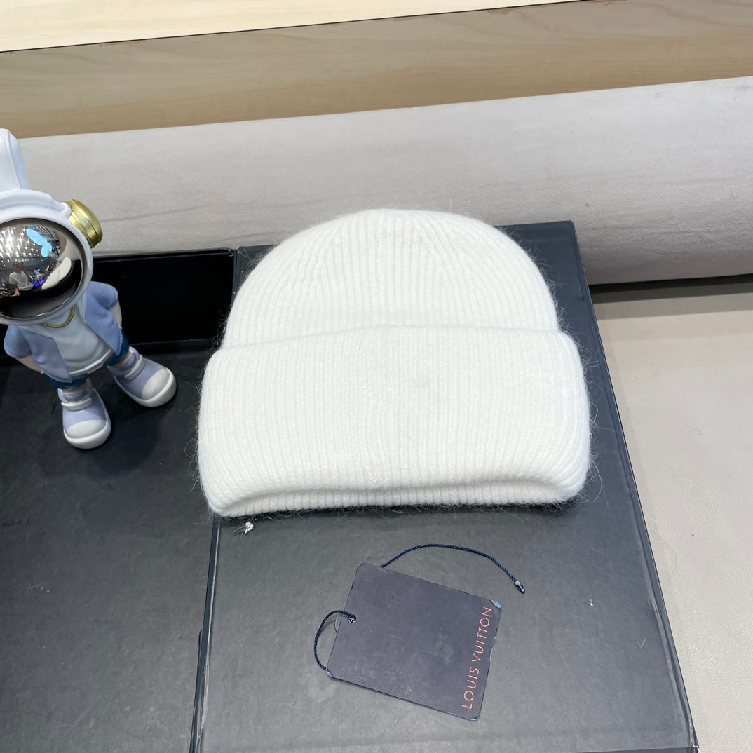 BEANIE HAT IN WHITE WOOL AND RABBIT FUR 433475