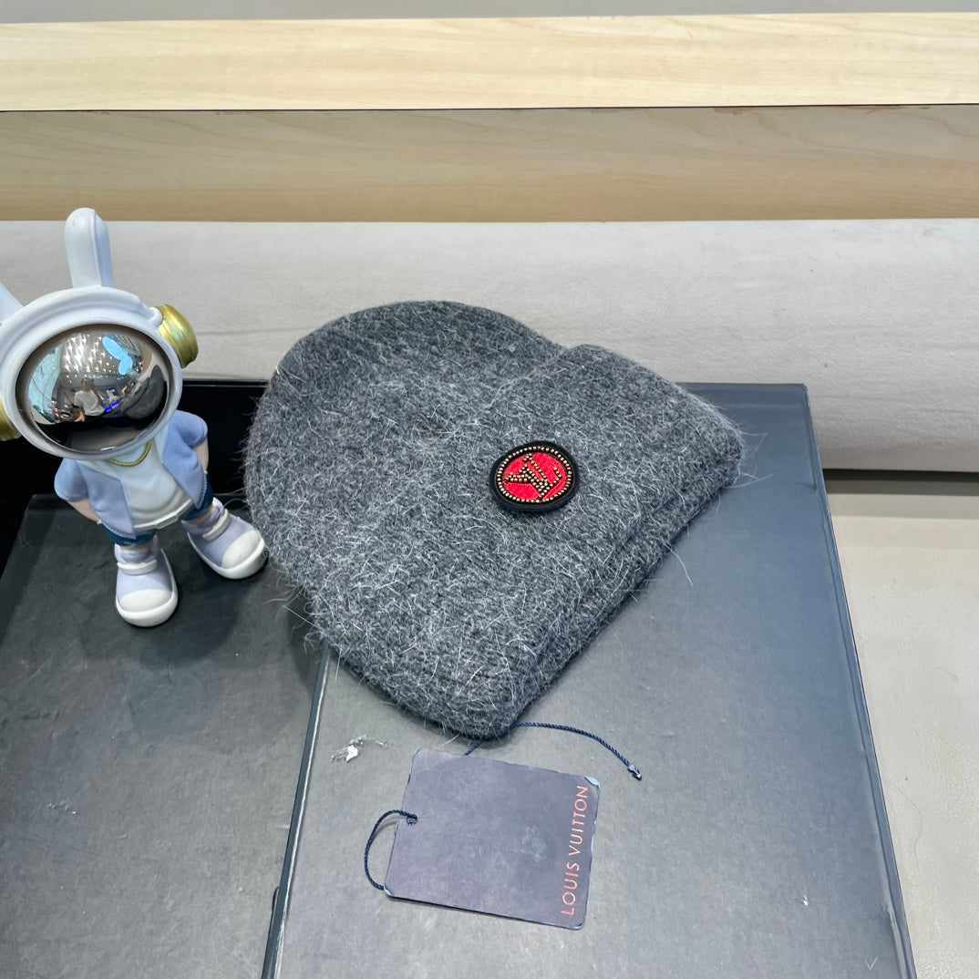 BEANIE HAT IN GRAY WOOL AND RABBIT FUR 433477