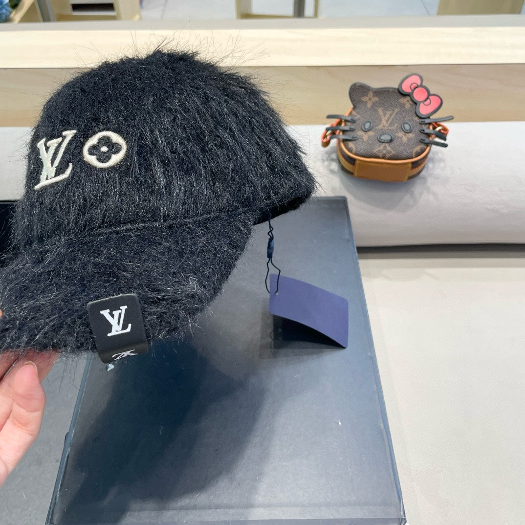 BASEBALL CAP IN BLACK RABBIT FUR 434936