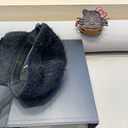 BASEBALL CAP IN BLACK RABBIT FUR 434936