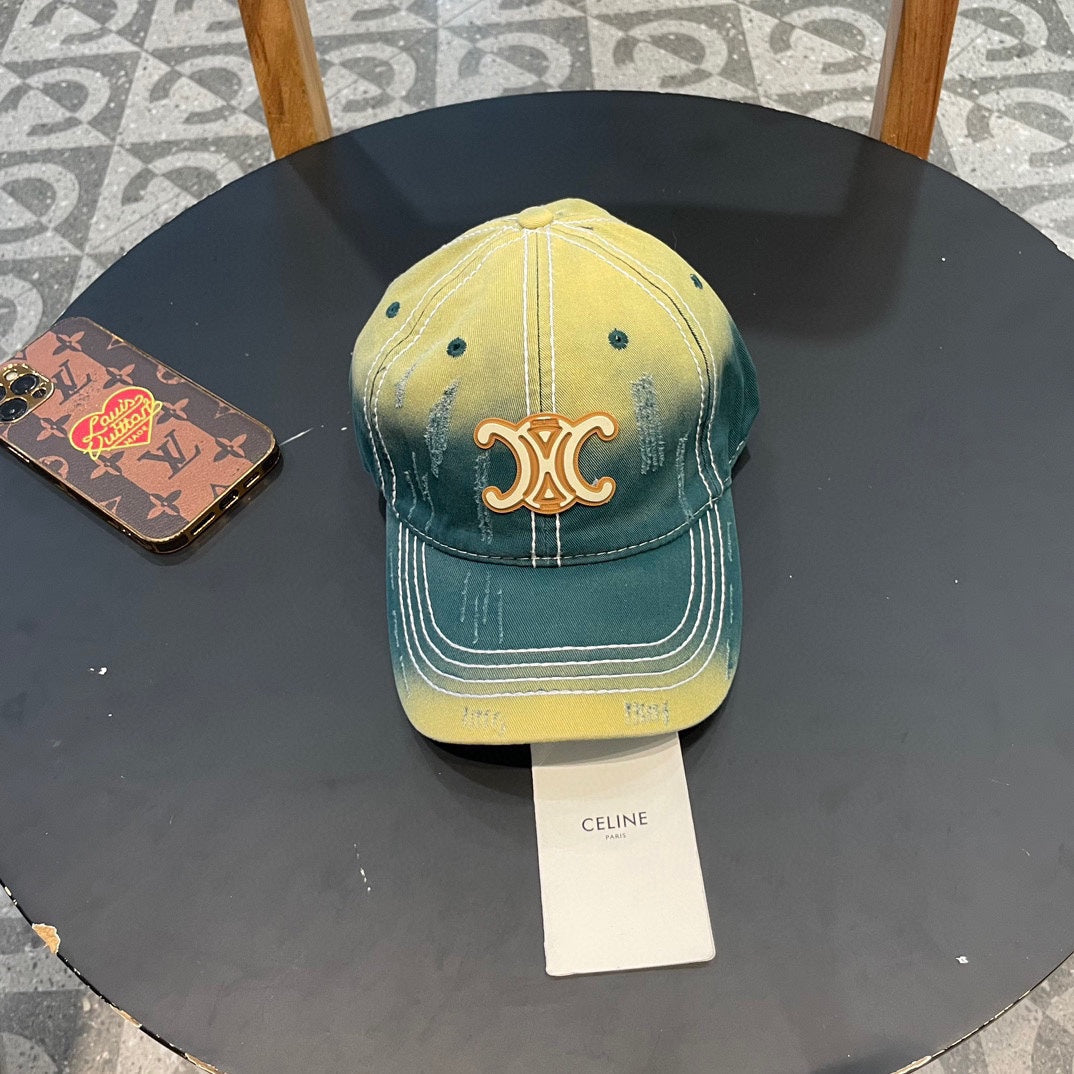 BASEBALL CAP MODEL 650509 IN YELLOW GREEN OMBRE COTTON