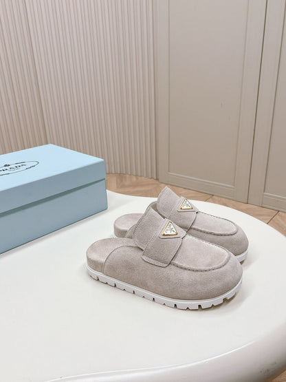 PRA SABOTS MULES LIGHT GRAY SUEDE