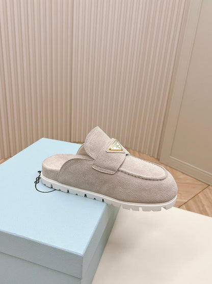 PRA SABOTS MULES LIGHT GRAY SUEDE