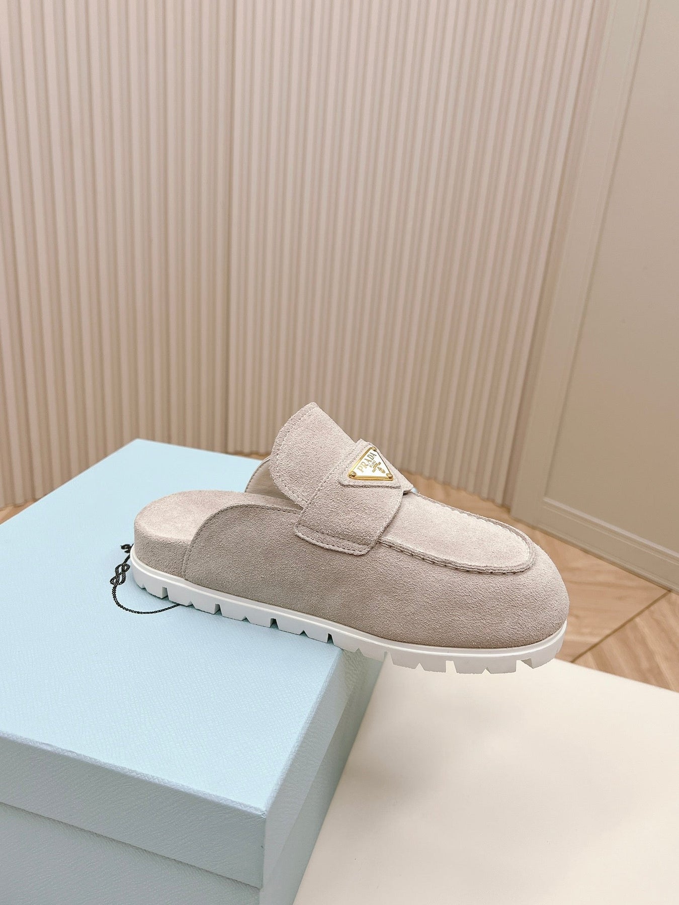 Pra Mule 20mm Grey Suede Calfskin