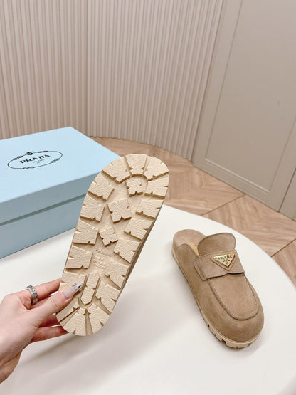 PRA SABOTS MULES LIGHT BROWN SUEDE