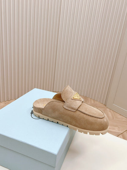 PRA SABOTS MULES LIGHT BROWN SUEDE