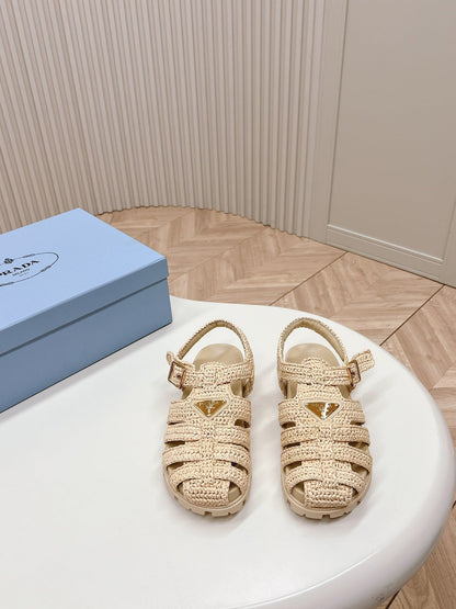 Monolith Crochet Cage Sandals 30 Beige