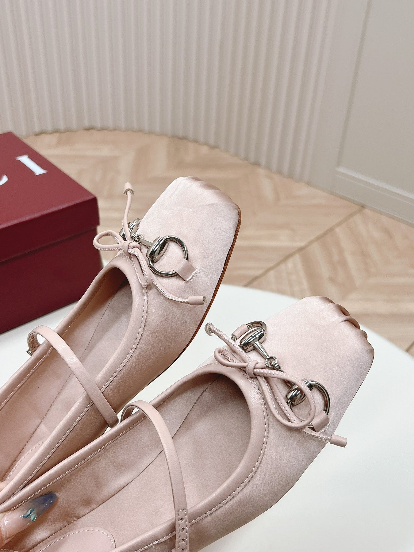 GG BALLET FLAT PASTEL PINK SILK
