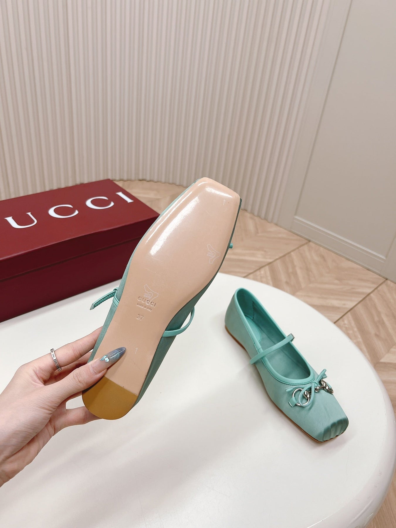 GG BALLET FLAT ARCTIC SILK