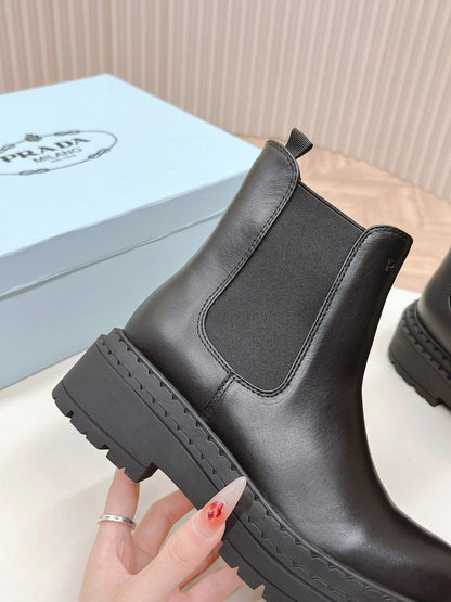 PRA BRUSHED BOOTIES BLACK CALFSKIN