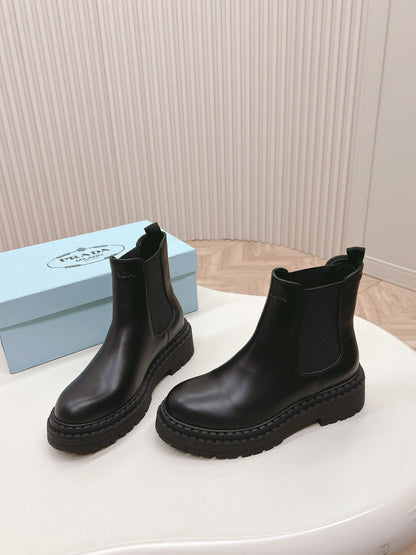 PRA BRUSHED BOOTIES BLACK CALFSKIN