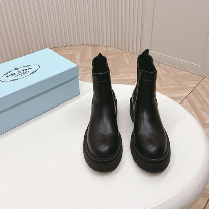 PRA BRUSHED BOOTIES BLACK CALFSKIN