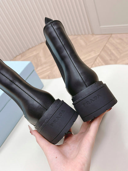 PRA BRUSHED BOOTIES BLACK CALFSKIN