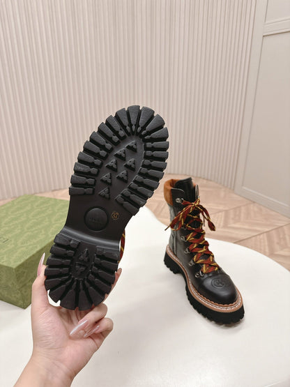 MARTIN ANKLE BOOTS IN BLACK EMBOSSED CALFSKIN MIX BROWN SUEDE