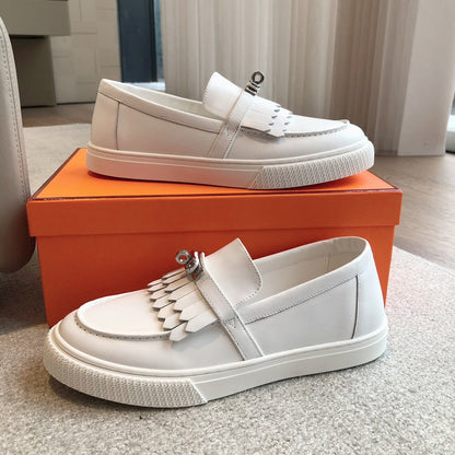 GAME SLIP-ON SNEAKER WHITE WITH TASSELS CALFSKIN