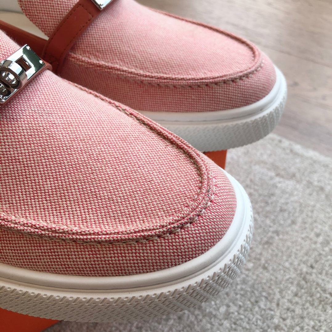 GAME SLIP-ON SNEAKER LIGHT PINK FABRIC AND CALFSKIN